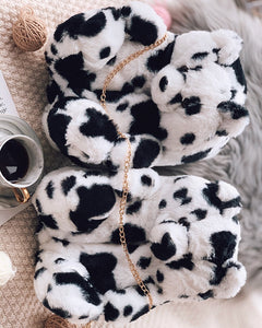 Animal Print Teddy Bear Slippers***