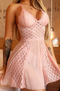 Pink Flare Babydoll with Thong
